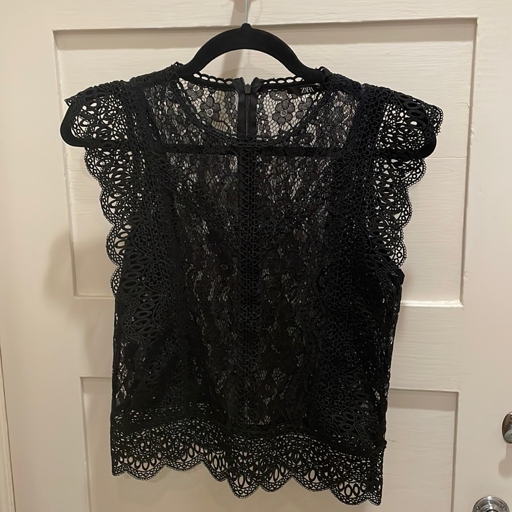 Zara structured black lace shirt